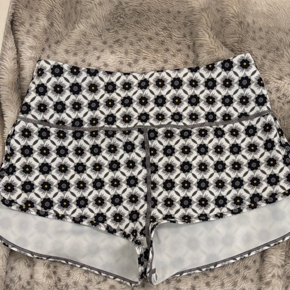 Savage X Fenty Black and White Floral Swim Shorts